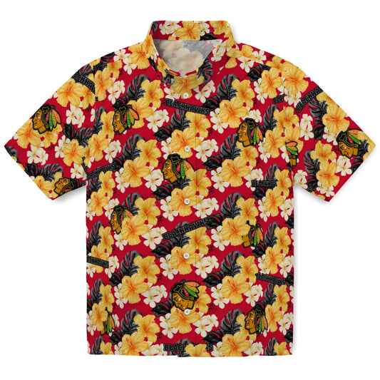 Chicago Blackhawks Hawaiian Shirt - Hibiscus Tropics | Moonbestprint