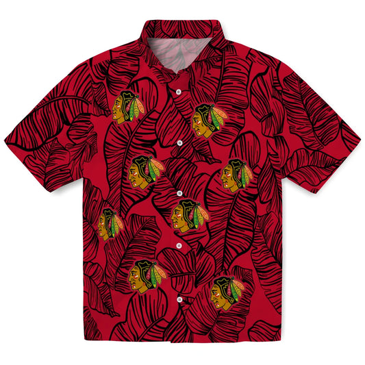 Chicago Blackhawks Hawaiian Shirt - Leaf Outline | Moonbestprint