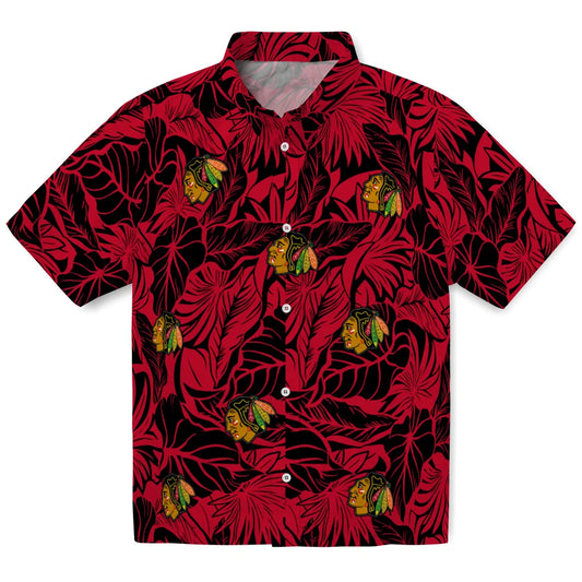 Chicago Blackhawks Hawaiian Shirt - Monstera Layer | Moonbestprint