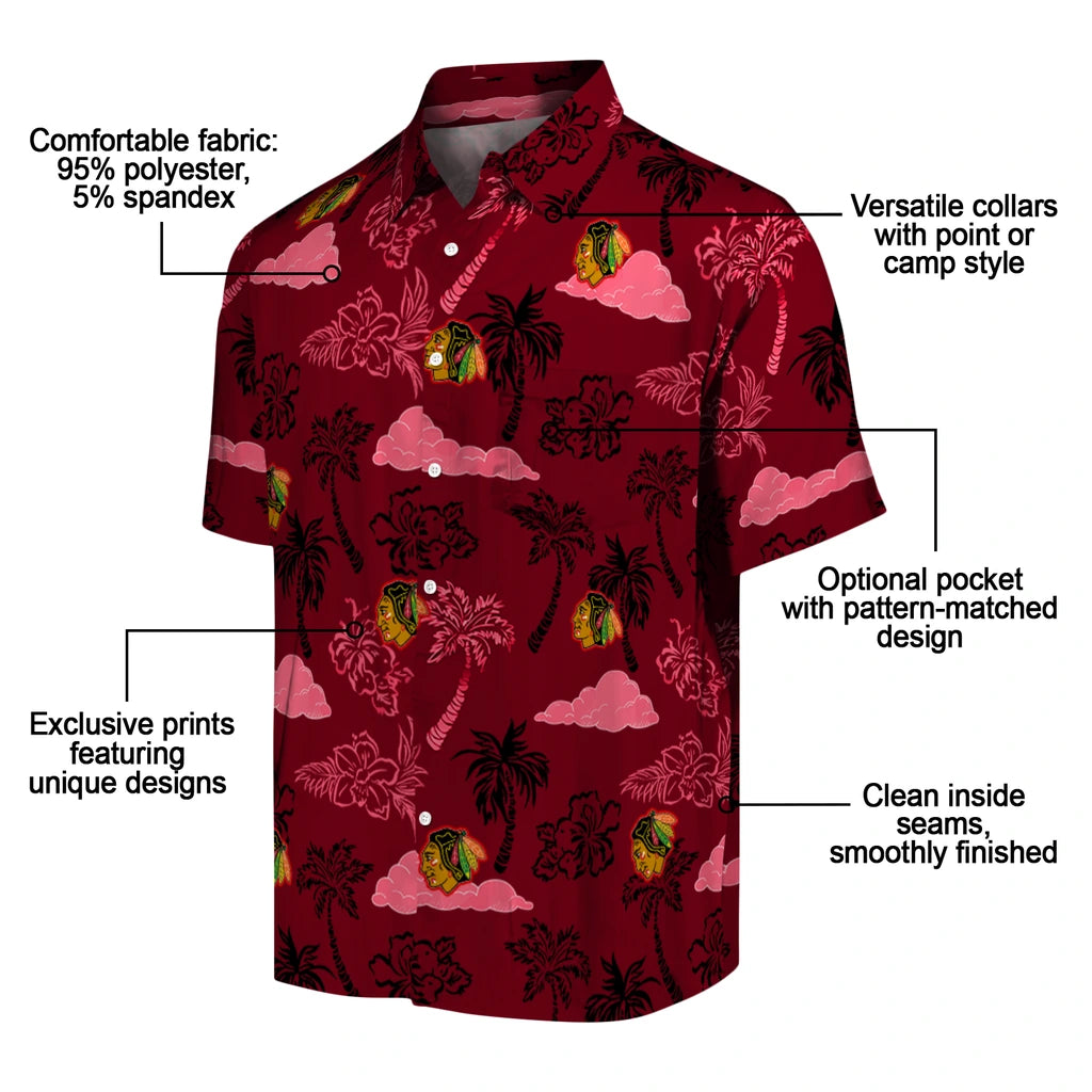 Chicago Blackhawks Hawaiian Shirt - Palm And Clouds | Moonbestprint