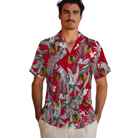 Chicago Blackhawks Hawaiian Shirt - Palm Leaves - Moonbestprint