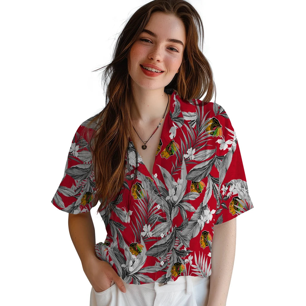 Chicago Blackhawks Hawaiian Shirt - Palm Leaves – Moonbestprint