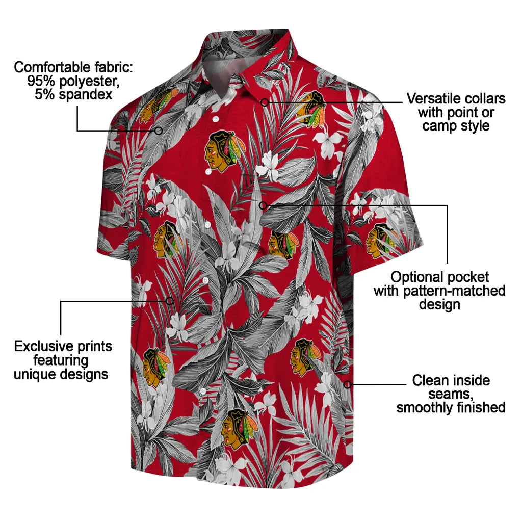 Chicago Blackhawks Hawaiian Shirt - Palm Leaves – Moonbestprint
