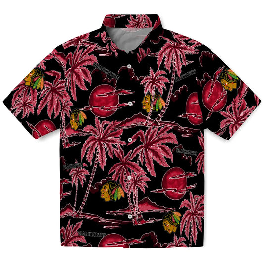 Chicago Blackhawks Hawaiian Shirt - Palm Sunset | Moonbestprint