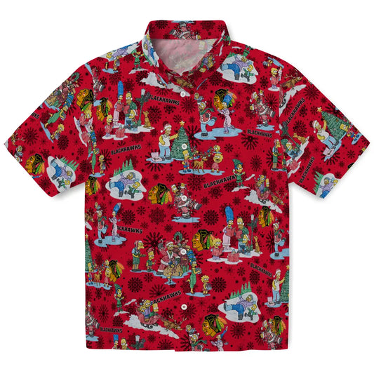 Chicago Blackhawks Hawaiian Shirt - Simpsons Christmas | Moonbestprint