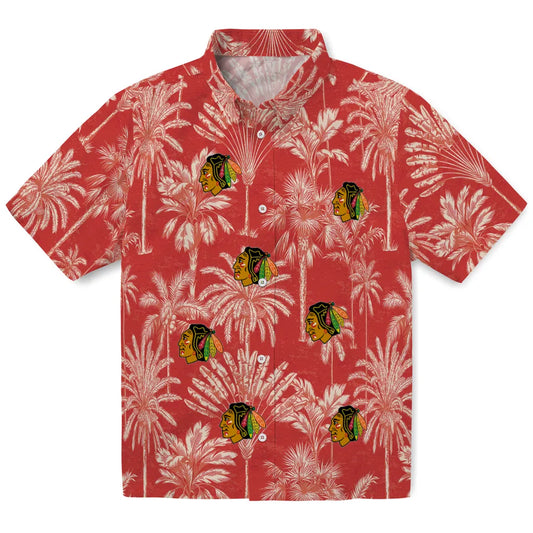 Chicago Blackhawks Hawaiian Shirt - Vintage Palm Tree | Moonbestprint