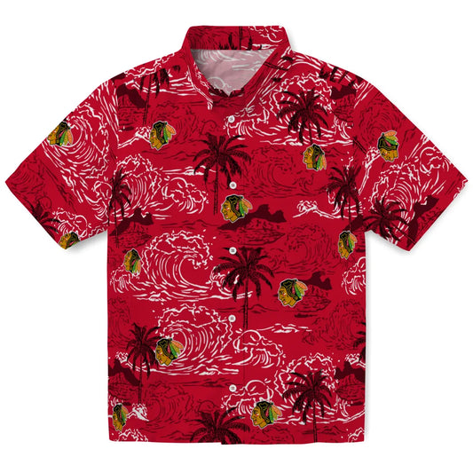 Chicago Blackhawks Hawaiian Shirt - Wave Palm | Moonbestprint
