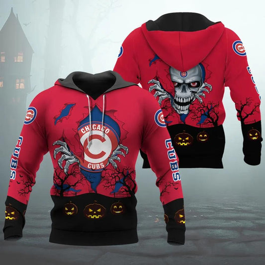 Chicago Cubs Halloween 3D MLB All Over Print Hoodie -Moonbestprint