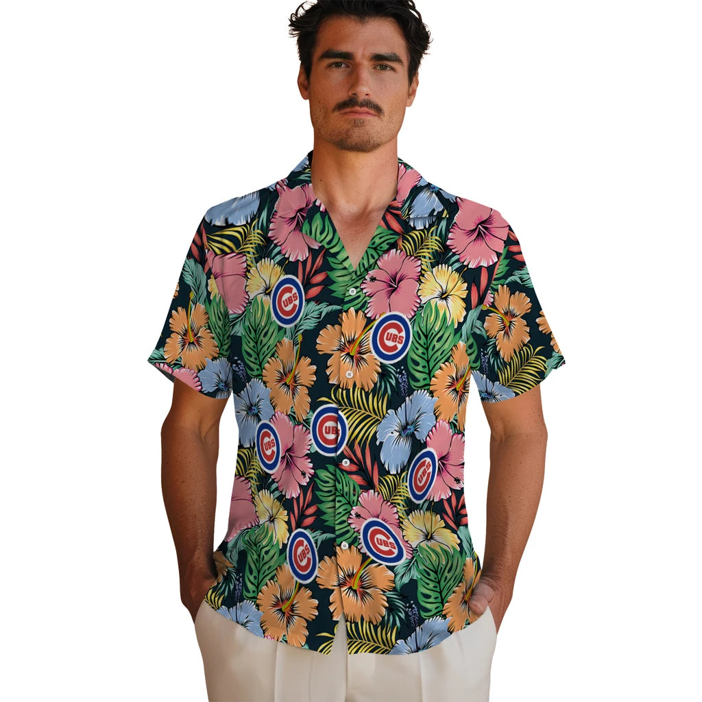 Chicago Cubs Hawaiian Shirt - Brilliant Hibiscus Garden | Moonbestprint