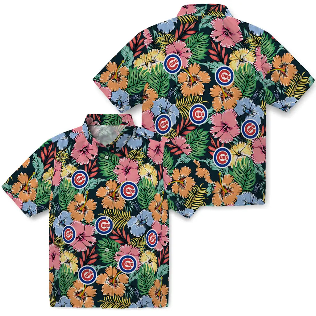 Chicago Cubs Hawaiian Shirt - Brilliant Hibiscus Garden | Moonbestprint