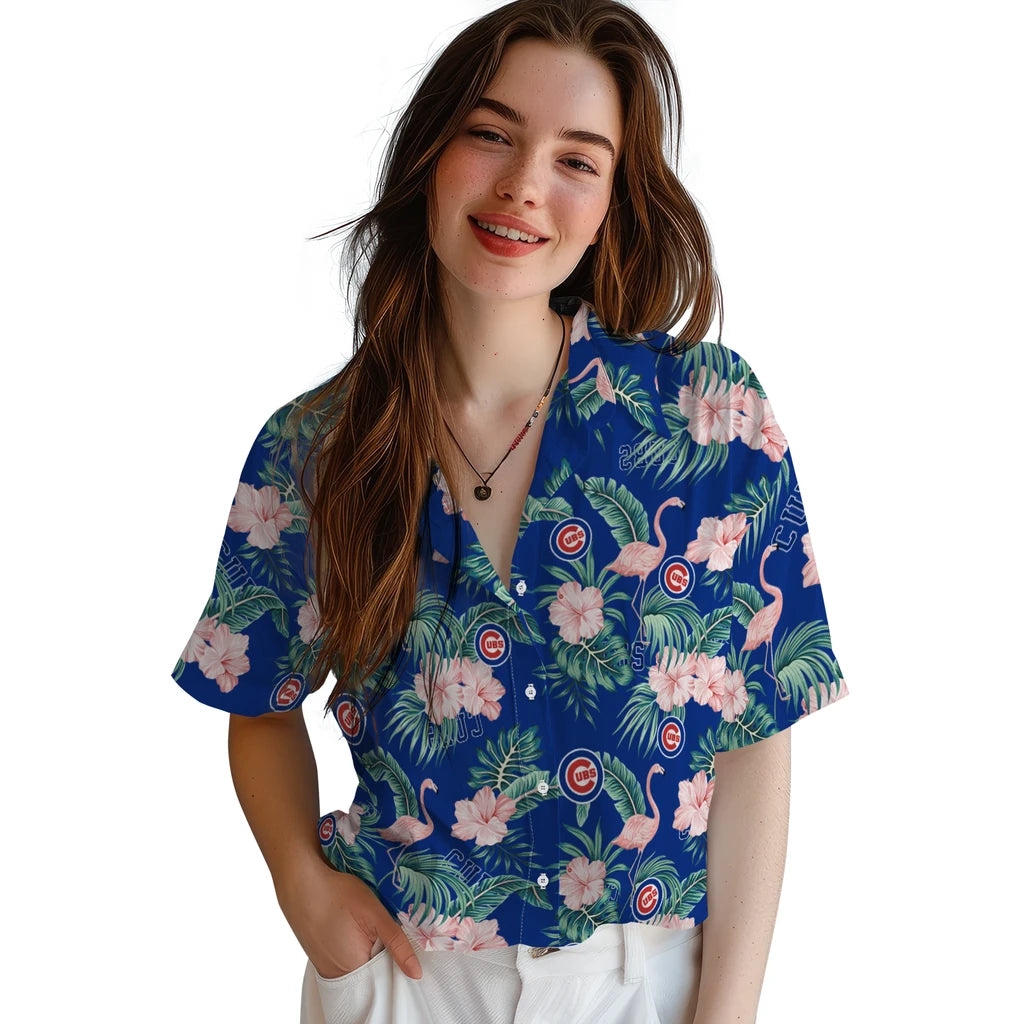 Chicago Cubs Hawaiian Shirt - Flamingo and Hibiscus | Moonbestprint