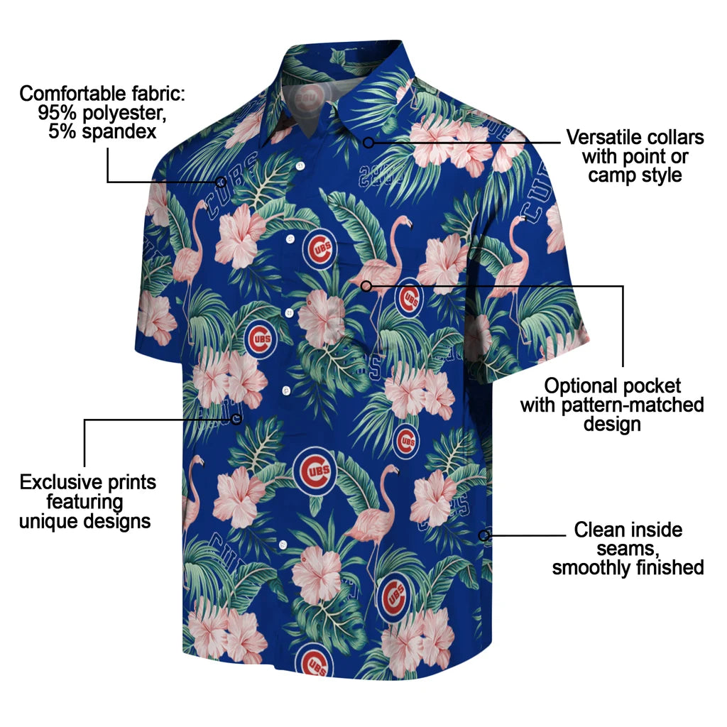 Chicago Cubs Hawaiian Shirt - Flamingo and Hibiscus | Moonbestprint