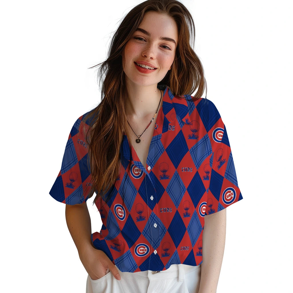 Chicago Cubs Hawaiian Shirt - Golfing Plaid | Moonbestprint
