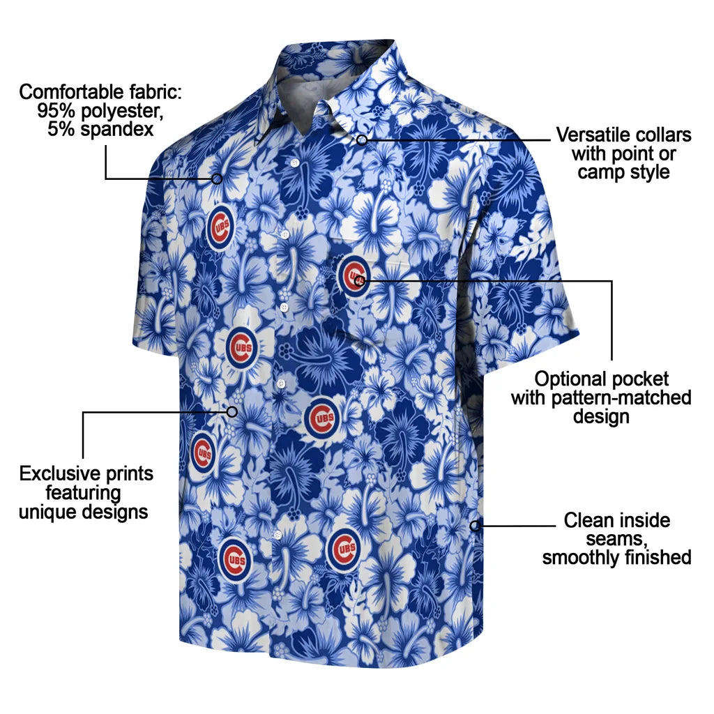 Chicago Cubs Hawaiian Shirt - Hibiscus Blooms | Moonbestprint