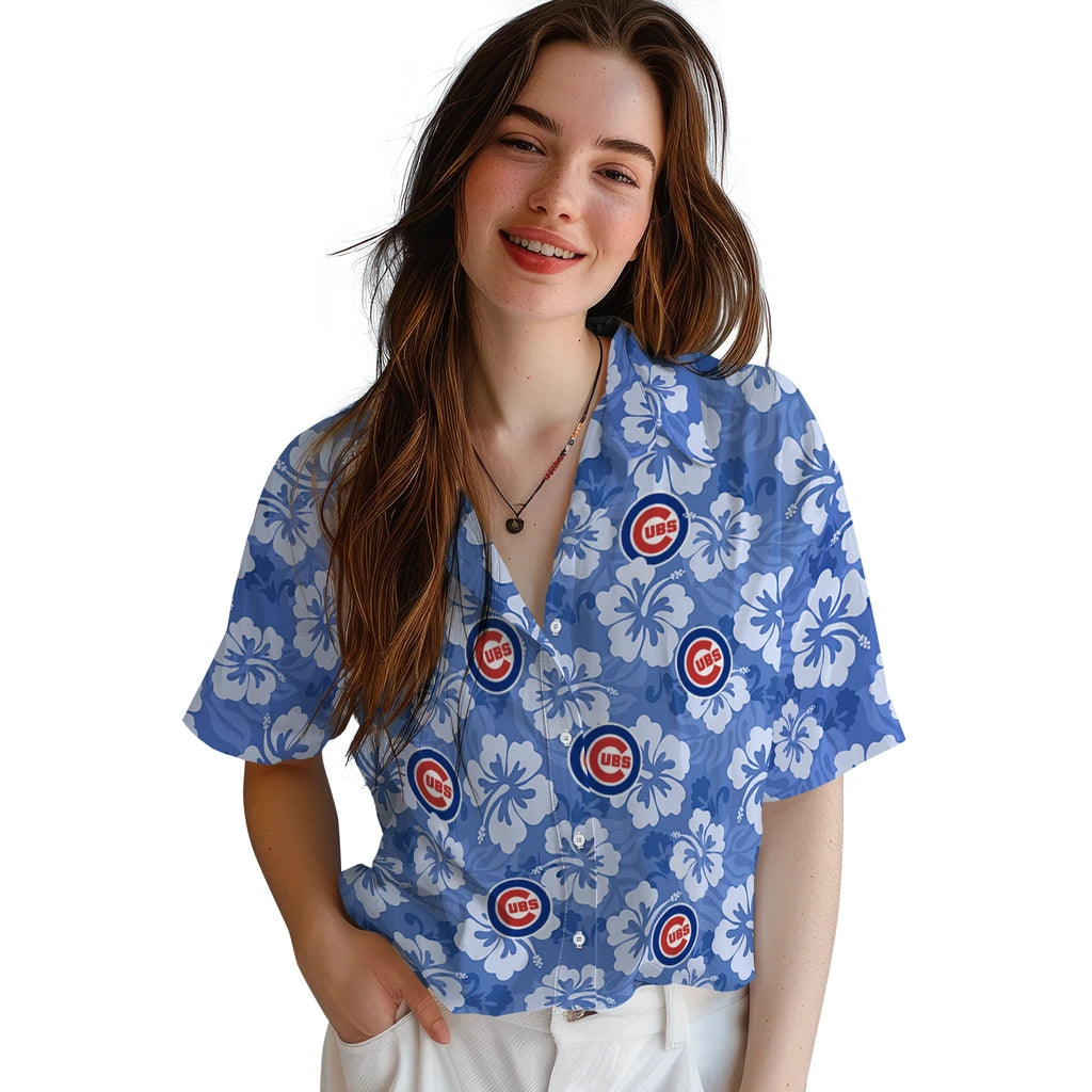 Chicago Cubs Hawaiian Shirt - Hibiscus Cluster | Moonbestprint