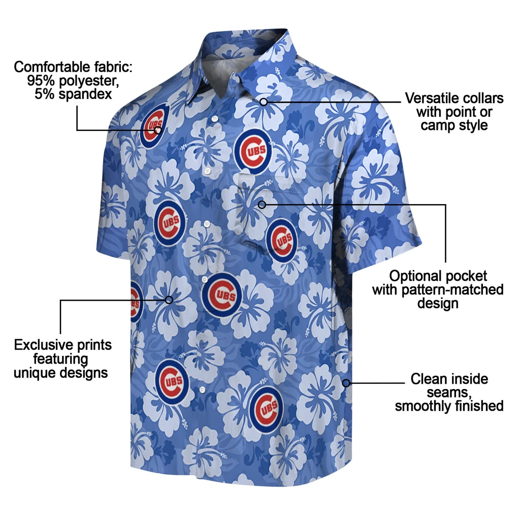 Chicago Cubs Hawaiian Shirt - Hibiscus Cluster | Moonbestprint
