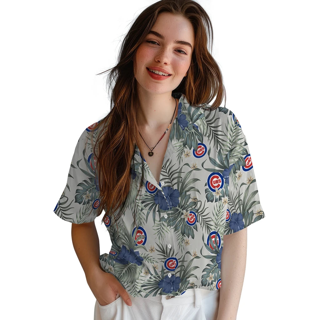 Chicago Cubs Hawaiian Shirt - Hibiscus Designs | Moonbestprint