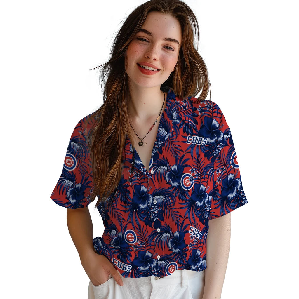 Chicago Cubs Hawaiian Shirt - Hibiscus Exotic | Moonbestprint