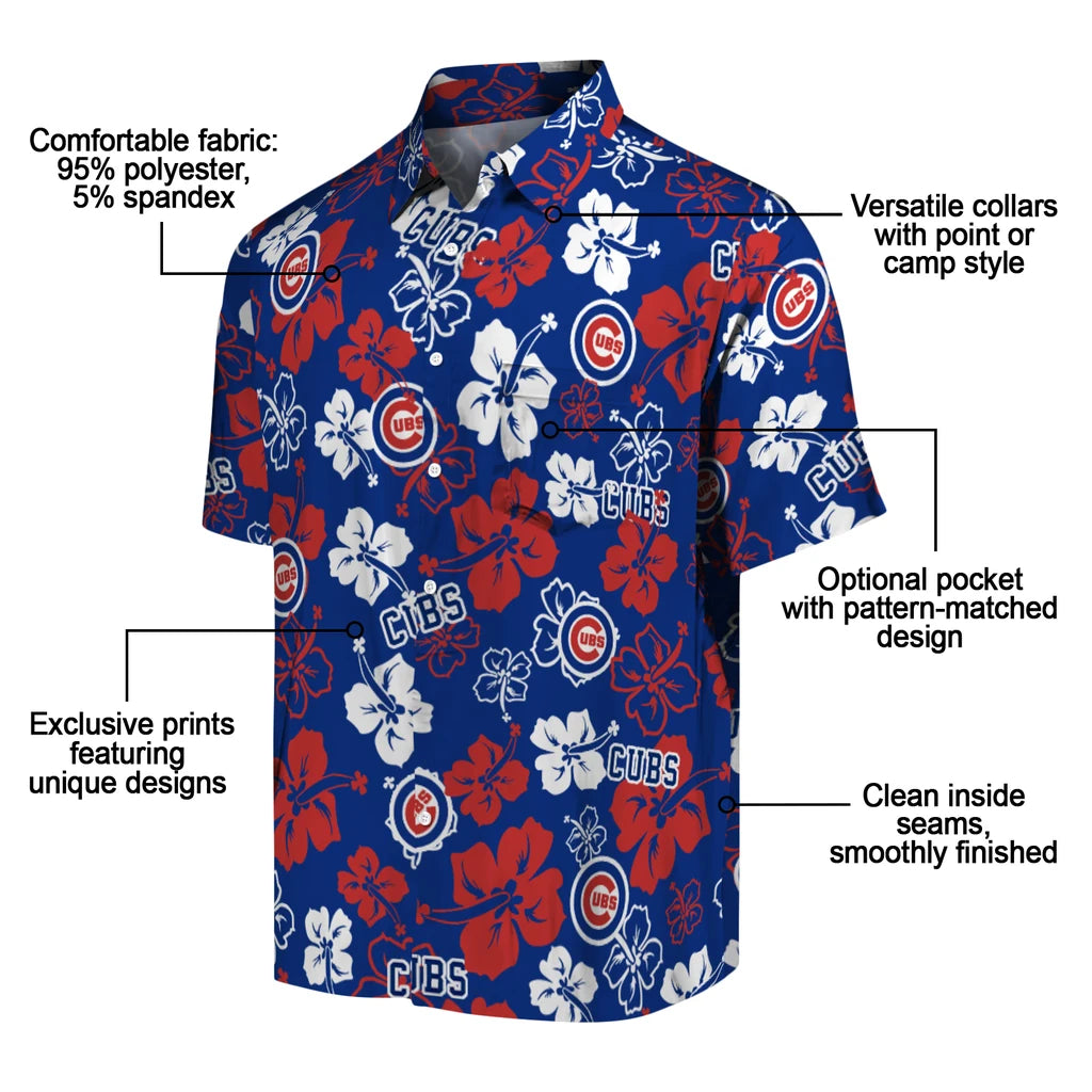 Chicago Cubs Hawaiian Shirt - Hibiscus Flower Design | Moonbestprint