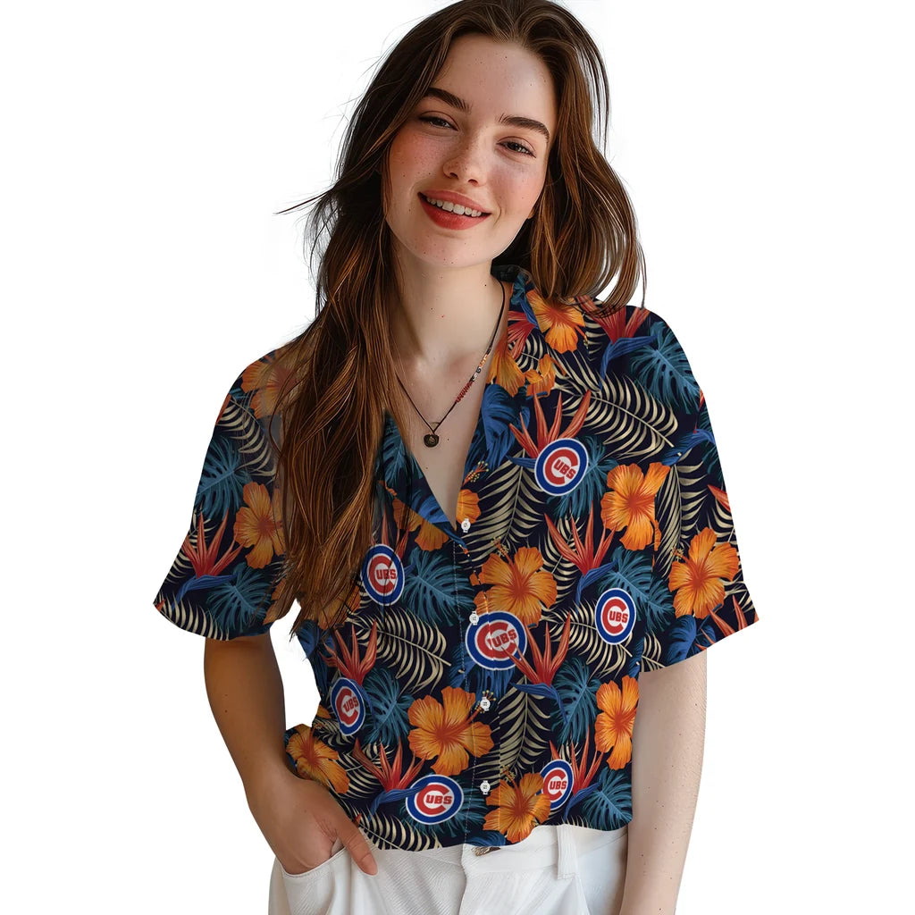 Chicago Cubs Hawaiian Shirt - Hibiscus Foliage | Moonbestprint