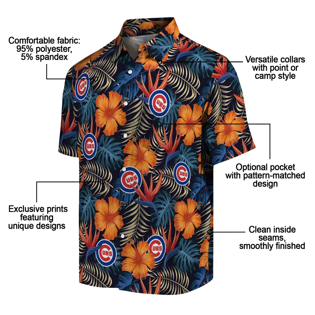 Chicago Cubs Hawaiian Shirt - Hibiscus Foliage | Moonbestprint