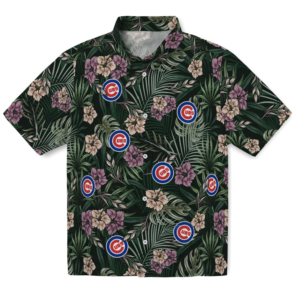 Chicago Cubs Hawaiian Shirt - Hibiscus Leaves Pattern | Moonbestprint