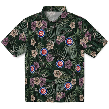 Chicago Cubs Hawaiian Shirt - Hibiscus Leaves Pattern | Moonbestprint