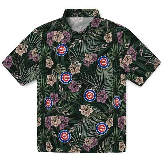 Chicago Cubs Hawaiian Shirt - Hibiscus Leaves Pattern | Moonbestprint