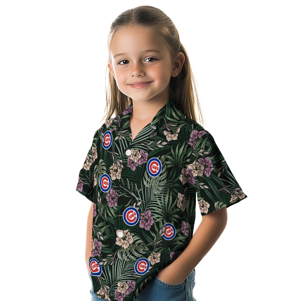 Chicago Cubs Hawaiian Shirt - Hibiscus Leaves Pattern | Moonbestprint