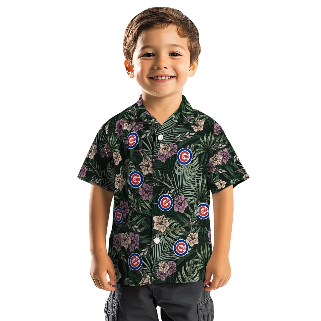 Chicago Cubs Hawaiian Shirt - Hibiscus Leaves Pattern | Moonbestprint
