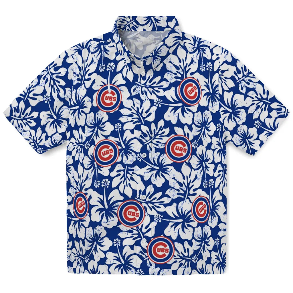 Chicago Cubs Hawaiian Shirt - Hibiscus Motif | Moonbestprint