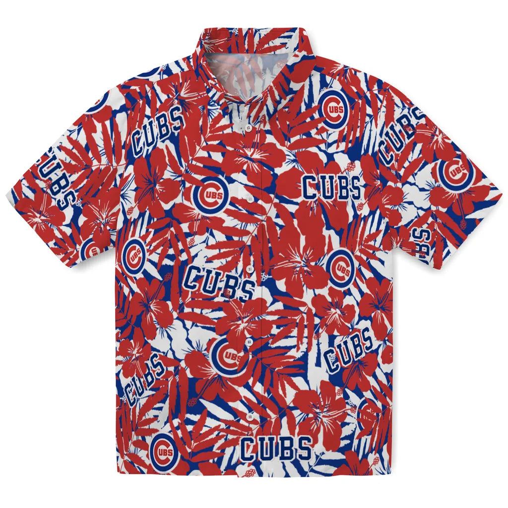 Chicago Cubs Hawaiian Shirt - Hibiscus Overlay | Moonbestprint