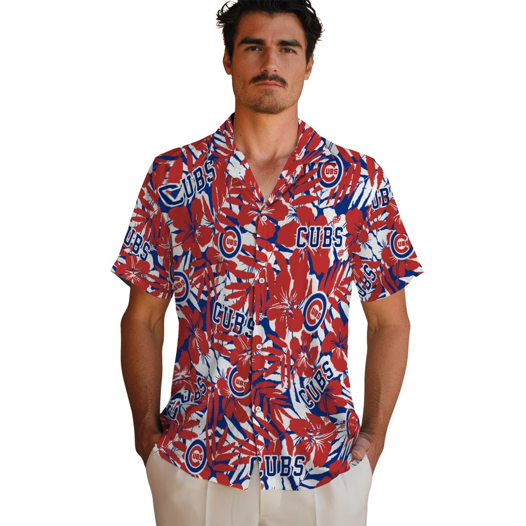 Chicago Cubs Hawaiian Shirt - Hibiscus Overlay | Moonbestprint