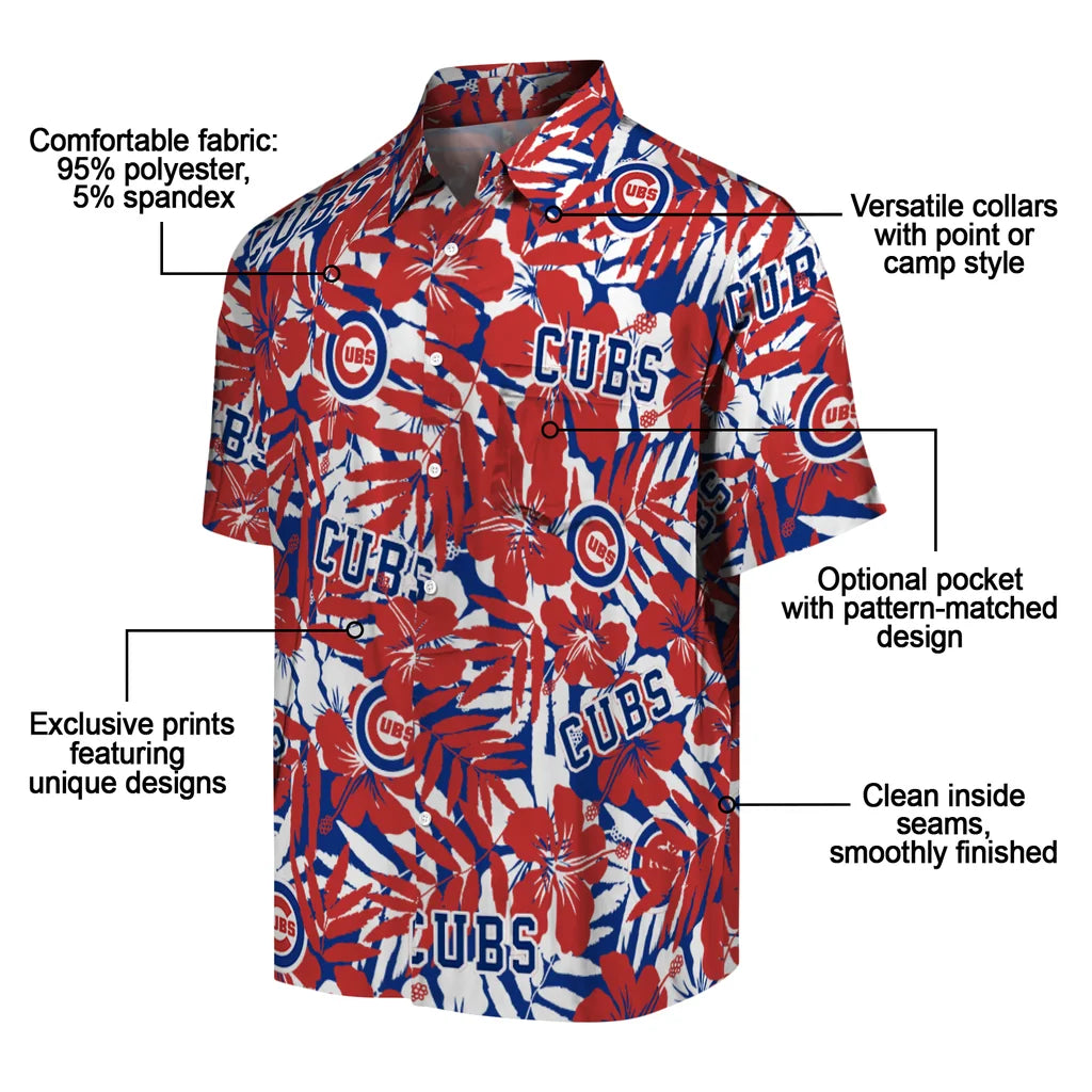 Chicago Cubs Hawaiian Shirt - Hibiscus Overlay | Moonbestprint