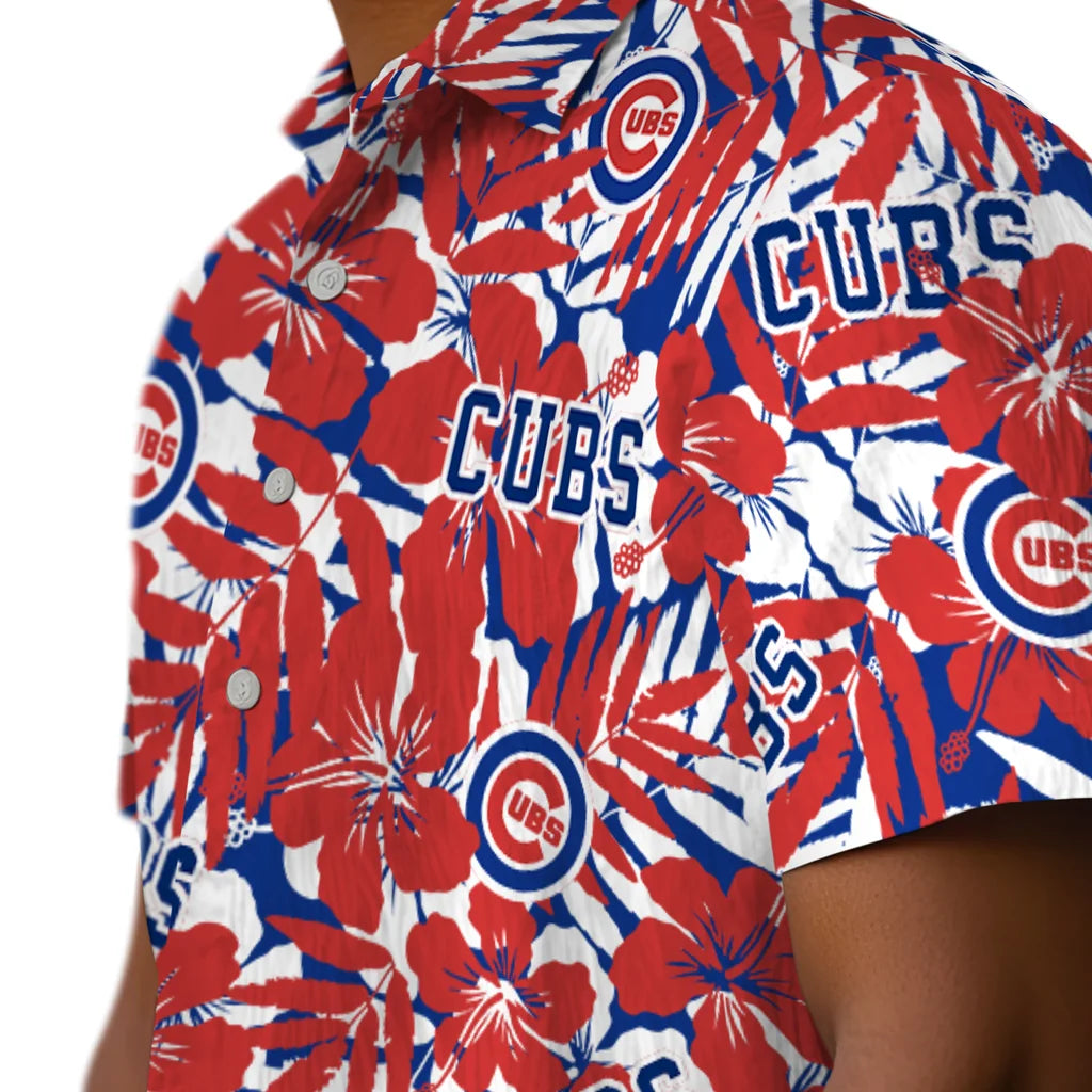 Chicago Cubs Hawaiian Shirt - Hibiscus Overlay | Moonbestprint