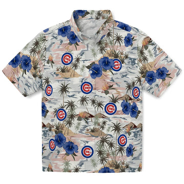 Chicago Cubs Hawaiian Shirt - Hibiscus Seaside | Moonbestprint