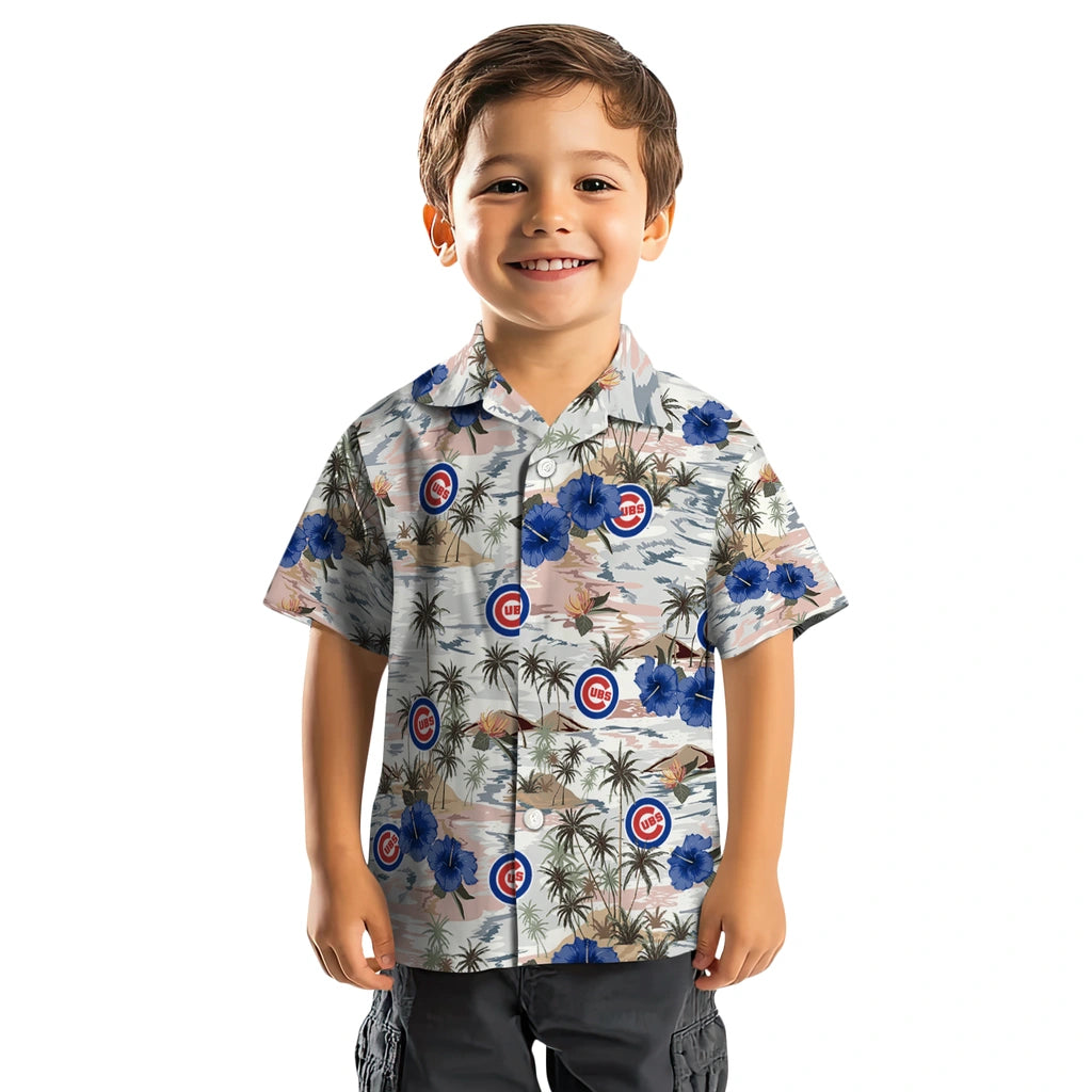 Chicago Cubs Hawaiian Shirt - Hibiscus Seaside | Moonbestprint