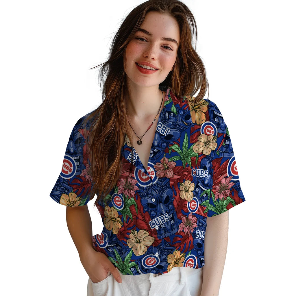 Chicago Cubs Hawaiian Shirt - Hibiscus Tiki Jungle | Moonbestprint