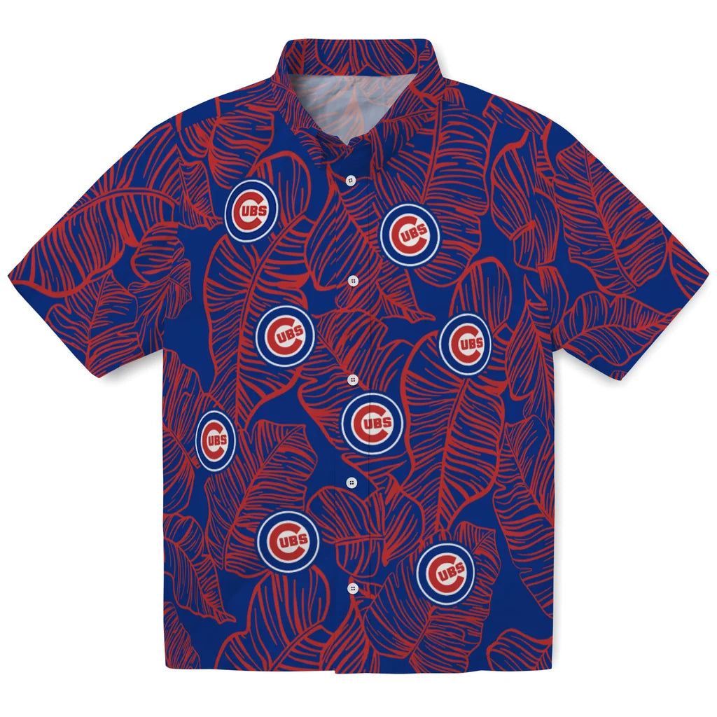 Chicago Cubs Hawaiian Shirt - Leaf Outline | Moonbestprint