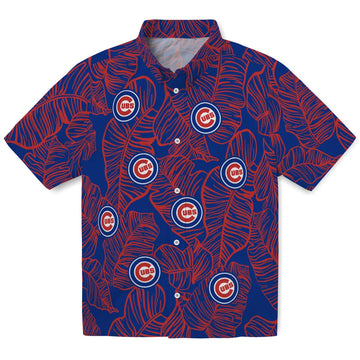 Chicago Cubs Hawaiian Shirt - Leaf Outline | Moonbestprint