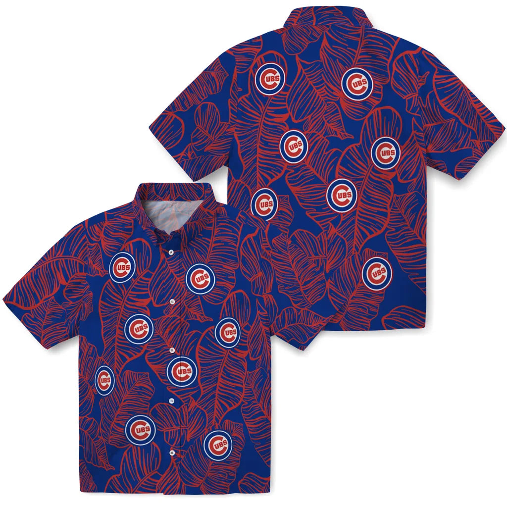 Chicago Cubs Hawaiian Shirt - Leaf Outline | Moonbestprint