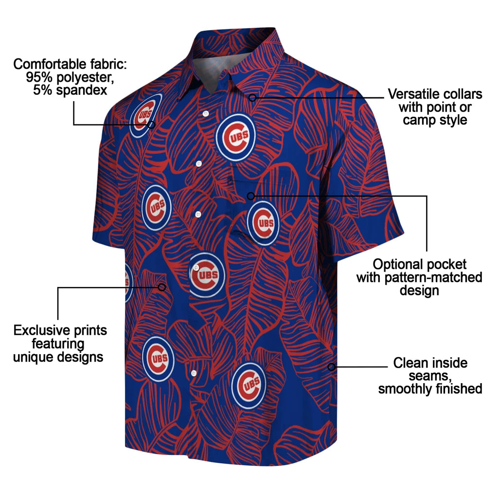 Chicago Cubs Hawaiian Shirt - Leaf Outline | Moonbestprint