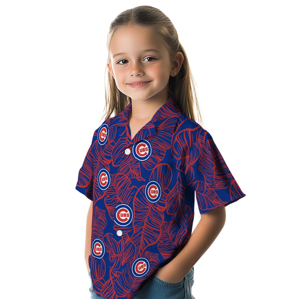 Chicago Cubs Hawaiian Shirt - Leaf Outline | Moonbestprint