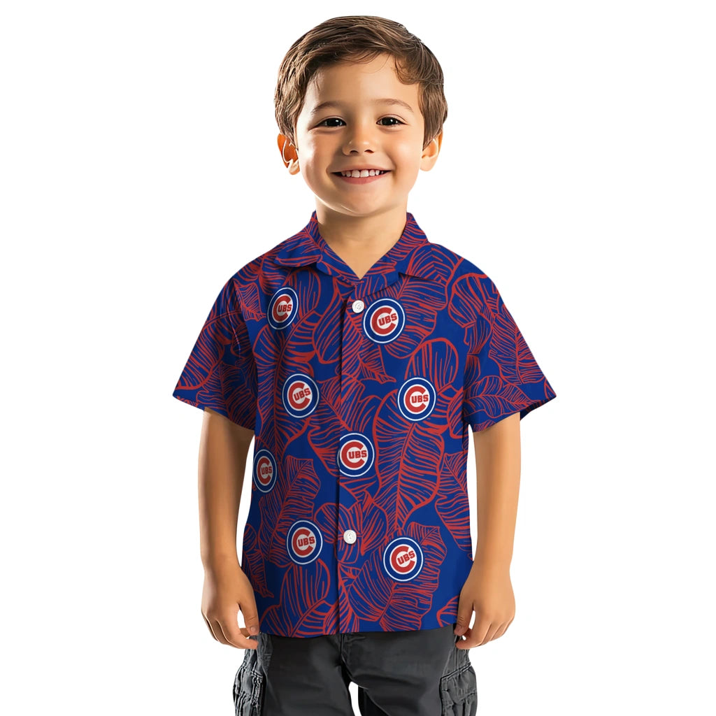Chicago Cubs Hawaiian Shirt - Leaf Outline | Moonbestprint