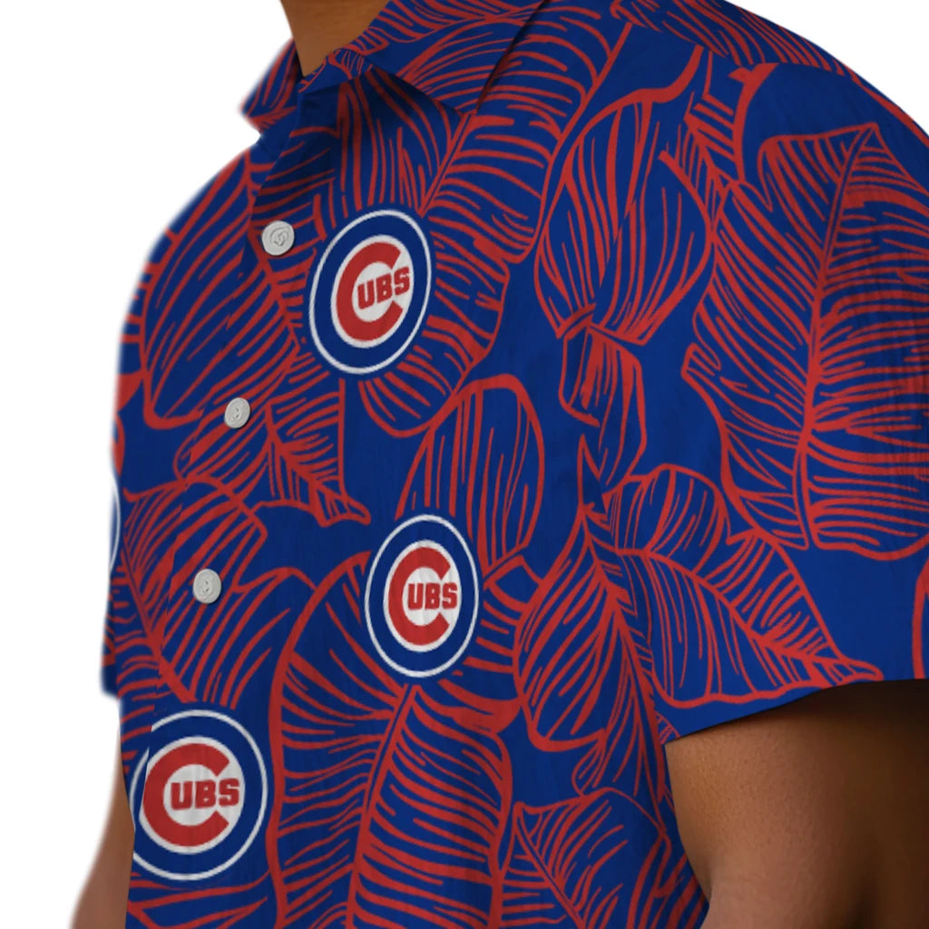Chicago Cubs Hawaiian Shirt - Leaf Outline | Moonbestprint