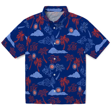 Chicago Cubs Hawaiian Shirt - Palm And Clouds | Moonbestprint