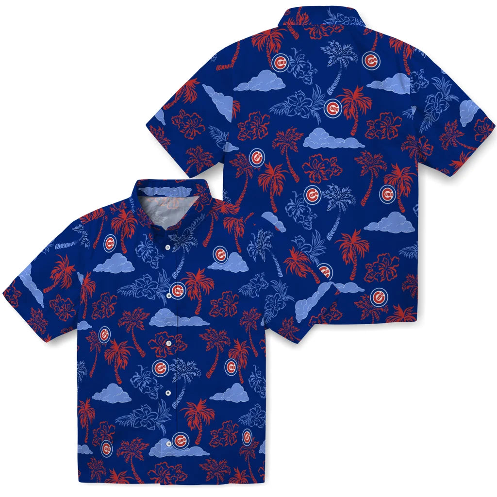 Chicago Cubs Hawaiian Shirt - Palm And Clouds | Moonbestprint