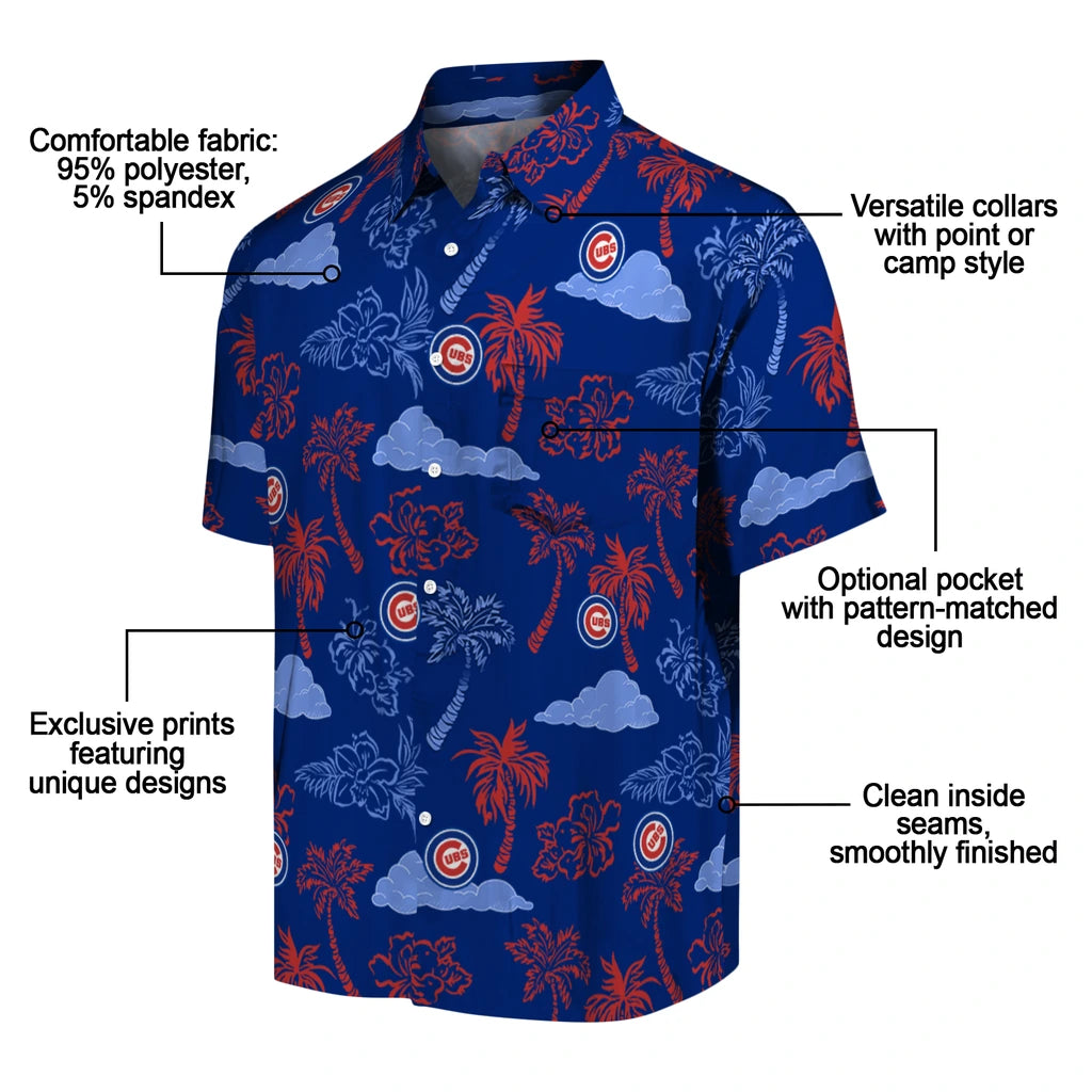 Chicago Cubs Hawaiian Shirt - Palm And Clouds | Moonbestprint