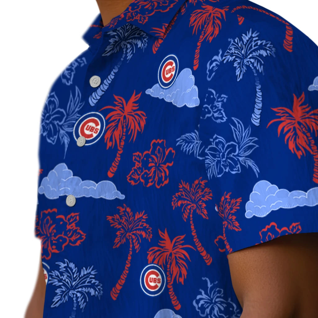 Chicago Cubs Hawaiian Shirt - Palm And Clouds | Moonbestprint