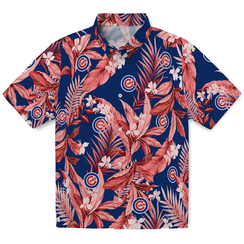 Chicago Cubs Hawaiian Shirt - Palm Leaves | Moonbestprint